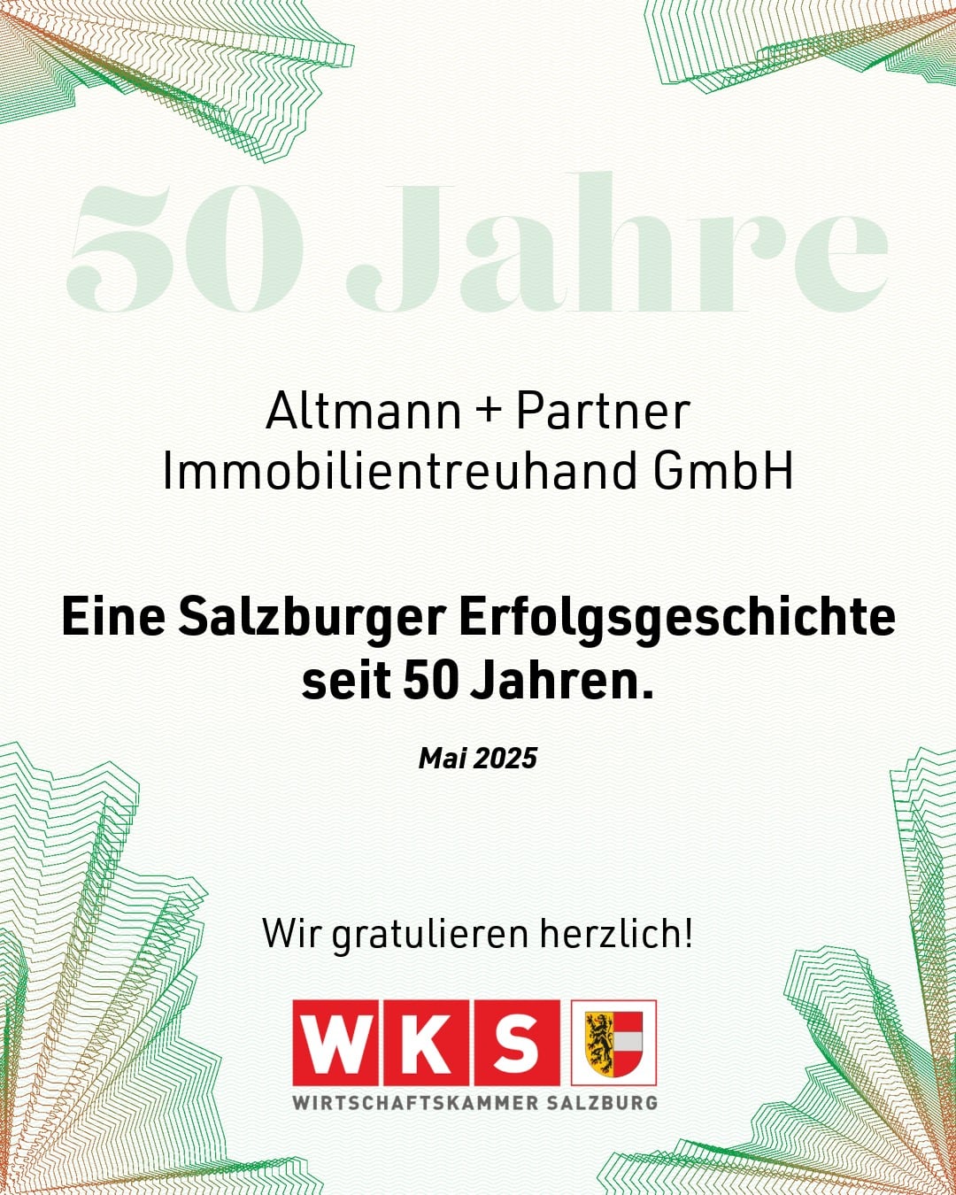 Urkunde 50 Jahre Altmann + Partner